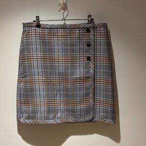 Talbots Blue and Brown Plaid Mini Skirt